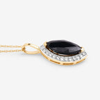 2.29 Carat Genuine Blue Sapphire and White Diamond 10K Yellow Gold Pendant