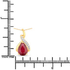 1.98 Carat Genuine Ruby and White Diamond 14K Yellow Gold Pendant