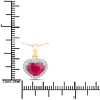 2.08 Carat Genuine Ruby and White Diamond 14K Yellow Gold Pendant