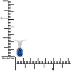 0.71 Carat Genuine Blue Sapphire and White Diamond 14K White Gold Pendant