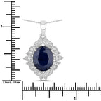6.44 Carat Genuine Blue Sapphire and White Diamond 14K White Gold Pendant