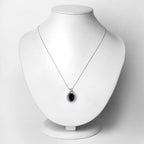 6.58 Carat Genuine Blue Sapphire and White Diamond 14K White Gold Pendant