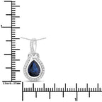 1.48 Carat Genuine Blue Sapphire and White Diamond 14K White Gold Pendant