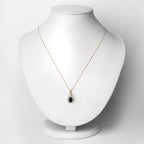 1.48 Carat Genuine Blue Sapphire and White Diamond 14K Yellow Gold Pendant