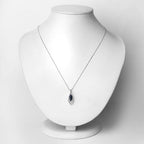 1.42 Carat Genuine Blue Sapphire and White Diamond 14K White Gold Pendant