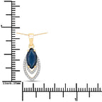 1.42 Carat Genuine Blue Sapphire and White Diamond 14K Yellow Gold Pendant