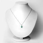 0.89 Carat Genuine Zambian Emerald and Lab Grown Diamond .925 Sterling Silver Pendant