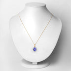 2.44 Carat Genuine Tanzanite and White Diamond 14K Yellow Gold Pendant