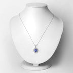 3.02 Carat Genuine Tanzanite and White Diamond 14K White Gold Pendant