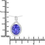 4.64 Carat Genuine Tanzanite and White Diamond 14K White Gold Pendant