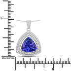 3.93 Carat Genuine Tanzanite and White Diamond 14K White Gold Pendant