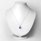 2.65 Carat Genuine Tanzanite and White Diamond 14K White Gold Pendant