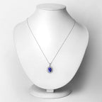 2.93 Carat Genuine Tanzanite and White Diamond 14K White Gold Pendant