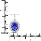 2.93 Carat Genuine Tanzanite and White Diamond 14K White Gold Pendant