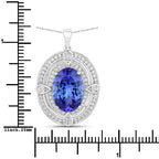 5.91 Carat Genuine Tanzanite and White Diamond 14K White Gold Pendant