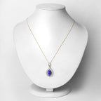 4.40 Carat Genuine Tanzanite and White Diamond 14K Yellow Gold Pendant