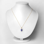 2.38 Carat Genuine Tanzanite and White Diamond 14K Yellow Gold Pendant