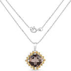 6.17 Carat Genuine Smoky Quartz and Citrine .925 Sterling Silver Pendant