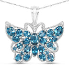 4.81 Carat Genuine London Blue Topaz .925 Sterling Silver Pendant