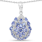 2.64 Carat Genuine Tanzanite and White Topaz .925 Sterling Silver Pendant