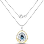 18K Yellow Gold Plate 4.44 Carat Genuine London Blue Topaz & Blue Topaz .925 Sterling Silver Pendant