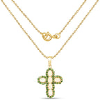 14K Yellow Gold Plate 3.11 Carat Genuine Ethiopian Opal & Chrome Diopside .925 Silver Pendant