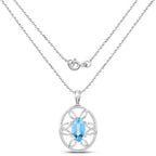 6.17 Carat Genuine Swiss Blue Topaz .925 Sterling Silver Pendant