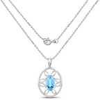 6.17 Carat Genuine Swiss Blue Topaz .925 Sterling Silver Pendant
