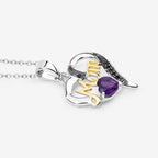 0.48 Carat Genuine Amethyst and Black Spinel .925 Sterling Silver Pendant