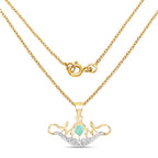 14K Yellow Gold Plated 0.62 Carat Genuine Emerald and White Topaz .925 Sterling Silver Pendant