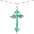 2.00 Carat Genuine Zambian Emerald .925 Sterling Silver Pendant