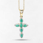 18K Yellow Gold Plated 0.84 Carat Genuine Emerald .925 Sterling Silver Pendant