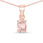 0.70 ct Genuine Morganite .925 Sterling Silver Pendant