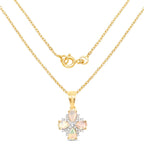 14K Yellow Gold Plated 1.19 Carat Genuine Ethiopian Opal & White Topaz .925 Sterling Silver Pendant