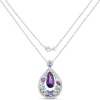 6.40 Carat Genuine Multi Stones .925 Sterling Silver Pendant