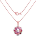 14K Rose Gold Plated 2.30 Carat Genuine Morganite, Rhodolite & Amethyst .925 Sterling Silver Pendant