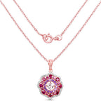 14K Rose Gold Plated 2.30 Carat Genuine Morganite, Rhodolite and Amethyst .925 Sterling Silver Pendant