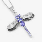 1.99 Carat Genuine Tanzanite and White Zircon .925 Sterling Silver Pendant