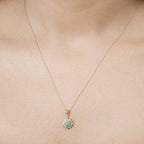 0.72 Carat Genuine Zambian Emerald and White Diamond 14K Yellow Gold Pendant