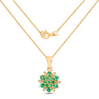 0.72 Carat Genuine Zambian Emerald and White Diamond 14K Yellow Gold Pendant