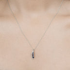 0.40 Carat Genuine Blue Sapphire and White Diamond 14K White Gold Pendant