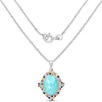 18.50 Carat Genuine Multi Stone .925 Sterling Silver Pendant