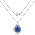 2.39 Carat Genuine Blue Aventurine and White Topaz .925 Sterling Silver Pendant