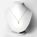 18K Yellow Gold Plated 0.67 Carat Genuine Emerald and White Topaz .925 Sterling Silver Pendant