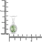 1.27 Carat Genuine Green Tourmaline and White Diamond 14K White Gold Pendant