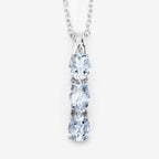 0.95 Carat Genuine Aquamarine and White Diamond .925 Sterling Silver Pendant