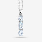 0.95 Carat Genuine Aquamarine and White Diamond .925 Sterling Silver Pendant