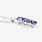 1.11 Carat Genuine Tanzanite and White Diamond .925 Sterling Silver Pendant