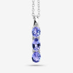1.11 Carat Genuine Tanzanite and White Diamond .925 Sterling Silver Pendant