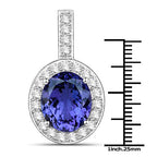 10.15 Carat Genuine Tanzanite and White Diamond 18K White Gold Pendant